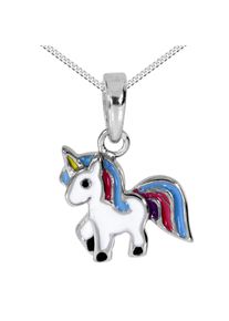 Kette mit Anh&auml;nger OSTSEE-SCHMUCK "OSTSEE-SCHMUCK Kette mit Anh&auml;nger Einhorn" Gr. 42, braun (wei&szlig;, neutral), Halsketten, Damen, 42cm, Silber 925 (Sterlingsilber), L: 40, Kette mit Anh&auml;nger