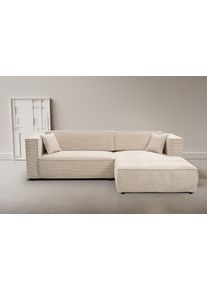 Ecksofa WERK2 "Atlanta-New 295 x 182 cm modern und bequem", beige (natur), B:295cm H:76cm T:182cm, 90% Polyester, 10% Nylon, Sofas, Ecksofa, Cord, L-Form, XXL, Schlaffunktion, Bettkasten
