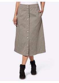 Jeansrock Classic Basics, Damen, Gr. 25, grau (taupe), 81% Baumwolle, 17% Polyester, 2% Elasthan, 97% Baumwolle, 3% Elasthan, unifarben, wadenlang, R&ouml;cke Jeansrock