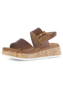 Keilsandalette Gabor "RHODOS", Damen, Gr. 44, Textil, braun, Kalbsleder, unifarben, Schuhe Keilsandalette, Riemchensandale, Sommerschuh, Sandale in Weite G (=weit)