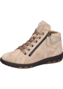 Waldl&auml;ufer Stiefelette WALDL&Auml;UFER "H-Teresa", Damen, Gr. 8 (42), beige (natur), Veloursleder, Schuhe Stiefelette, High Top Sneaker, Schn&uuml;rboots in Komfortweite H = sehr weit
