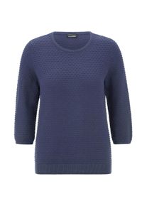 Rundhalspullover GOLDNER "Kurzgr&ouml;&szlig;e Halbarm Baumwollpullover mit Struktur", Damen, Gr. 25, blau (marine), Obermaterial: 100% Baumwolle CO., Modisch, Pullover Rundhalspullover, Rundhalsausschnitt