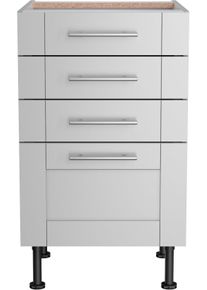 Unterschrank Optifit "Ahus", grau (hellgrau matt, hellgrau), B:50cm H:87cm T:58,4cm, Schr&auml;nke, Unterschrank, Breite 50 cm