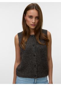 V&eacute;ro Moda Strickweste VERO MODA "VMNOVAH SL O-NECK BUTTON VEST NOOS", Damen, Gr. XS, grau (chocolate torte detail:melange), Strick, Obermaterial: 70% Polyester, 21% Nylon, 8% Wolle, 1% Elasthan, meliert, loose fit normal, Rundhals, Westen Strickweste, Materialmix, loose fit