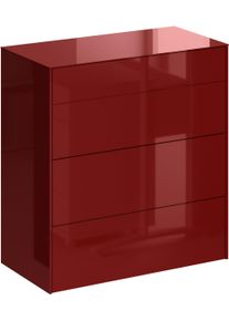 M&auml;usbacher Kommode M&Auml;USBACHER, rot (bordeauxrot matt lack nb, glas bordeauxrot glanz), B:82cm H:89cm T:42cm, Sideboards, Kommode, Kommode BHT 82/89/42 cm, Push to open, Front+Oberplatte=Glas