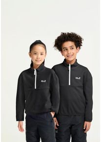 Fleecepullover Jack Wolfskin "TAUNUS 100 REBEL HZ K", Kinder, Gr. 152, schwarz (paw schwarz), Fleece, Obermaterial: 100% Polyester, Sweatshirts Fleecepullover, mit w&auml;rmendem Fleece, wasserabweisend, windabweisend, atmungsaktiv