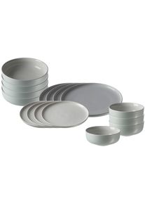 Ritzenhoff & Breker Geschirr-Set RITZENHOFF & BREKER "Einsteiger-Set Jasper 16er Set", gr&uuml;n (mint), 16, Steinzeug, Geschirr-Sets, Geschirr-Set, Sp&uuml;lmaschinenfest