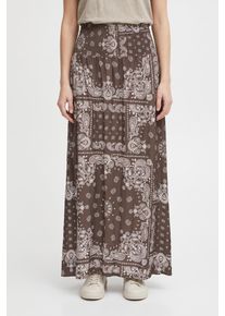 Maxirock Only "ONLSAKI AMBEL LONG BAND SKIRT WVN", Damen, Gr. L (40), braun (chocolate martini aop:braun bandana), Web, Obermaterial: 100% Viskose, bedruckt, lang, R&ouml;cke Maxirock, Viskose