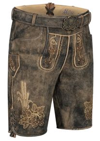 N&uuml;bler Trachtenlederhose N&Uuml;BLER "Lederhose kurz Kuno", Herren, Gr. 54, EURO, braun, Obermaterial: 100% Lammleder LEL., Hosen Trachtenlederhose
