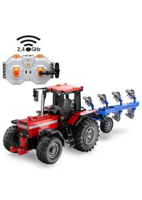 RC-Auto Jamara "CaDA Traktor mit Pflug 1:17 2,4GHz Bricks", rot, Fernlenkfahrzeuge, KinderB:17cm H:19,1cm T:55cm, RC-Auto, B:17cm H:19,1cm T:55cm