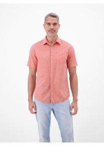 Kurzarmhemd Lerros "Unifarbenes Kurzarmhemd in Strukturqualit&auml;t", Herren, Gr. S, Normalgr&ouml;&szlig;en, vivid rot, 80% Baumwolle, 20% Leinen, Hemden Kurzarmhemd