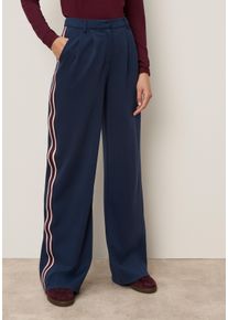 Palazzohose Tamaris "mit Kontraststreifen, im modernem Look", Damen, Gr. 46, N-Gr, blau (navy), Obermaterial: 76% Polyester, 20% Viskose, 4% Elasthan, unifarben mit Farbeins&auml;tzen, comfort fit lang, Hosen Palazzohose, mit weitem Bein