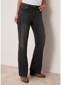 Weite Jeans Tamaris "mit modischer Silhouette und hohem Tragekomfort", Damen, Gr. 38, N-Gr, grau (dunkelgrau used), Denim/Jeans, Obermaterial: 74% Baumwolle, 24% Polyester, 2% Elasthan, unifarben, figurbetont lang, Jeans Weite Jeans, hohe Leibh&ouml;he, langer Schnitt, mit Knopf-Applikationen