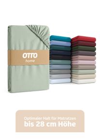 Spannbettlaken OTTO HOME "BLACKBERRY in PREMIUM und BASIC Qualit&auml;t, 100% Baumwolle", gr&uuml;n (seegr&uuml;n), B:200cm L:200cm, Jersey (160 g/m&sup2;), Obermaterial: 100% Baumwolle, Bettlaken, Spannbettlaken, f&uuml;r hohe Matratzen bis 28 cm, Bettlaken, Spannbetttuch, Boxspring