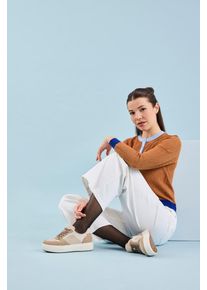 Plateausneaker Rieker, Damen, Gr. 37, Warmfutter, beige (beige, creme), Nubuklederimitat, Schuhe Plateausneaker, Retro-Sneaker, Schn&uuml;rschuh, Halbschuh mit Teddyfutter