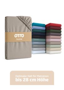 Spannbettlaken OTTO HOME "BLACKBERRY in PREMIUM und BASIC Qualit&auml;t, 100% Baumwolle", beige (taupe), B:180cm L:200cm, Jersey (160 g/m&sup2;), Obermaterial: 100% Baumwolle, Bettlaken, Spannbettlaken, f&uuml;r hohe Matratzen bis 28 cm, Bettlaken, Spannbetttuch, Boxspring