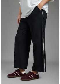 Sweathose LAURA SCOTT CURVE "Gro&szlig;e Gr&ouml;&szlig;en", Damen, Gr. 58, N-Gr, schwarz, French Terry;Sweatware, Obermaterial: 95% Baumwolle, 5% Elasthan, clean, kontrastfarbene Details, unifarben mit Farbeinsatz, figurumspielend lang, Hosen Sweathose, mit abgen&auml;hten Biesen in der vorderen Mitte