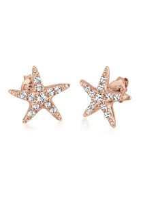 Paar Ohrstecker Elli "Ohrringe Seestern mit Kristalle funkelnd 925 Sterling Silber" Gr. 14, rosa (rosegold), Ohrringe, Damen, 14,mit Stein, Silber 925 (Sterlingsilber), Paar Ohrstecker