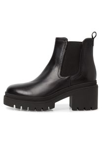 Chelseaboots Tamaris, Damen, Gr. 39, schwarz, Glattleder, schimmernd, unifarben, Schuhe Chelseaboots, Blockabsatz, Plateau, Stiefelette zum Schlupfen, Topseller