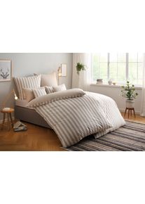 Wendebettw&auml;sche OTTO HOME "Greta", beige, B/L: 155cm x 220cm, 1 Stk., 1 Stk., Biber, B/L: 80cm x 80cm, 2, Biber, Obermaterial: 100% Baumwolle, Bettw&auml;sche, Wendebettw&auml;sche, Bettw&auml;sche mit Streifen in verschiedenen Qualit&auml;ten, ab 135x200 cm