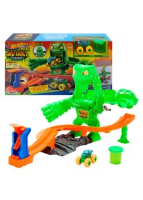 Hotwheels Autorennbahn HOT WHEELS "Hot Wheels Monster Trucks 1:64 Mutant Monster Duell", gr&uuml;n (bunt), Autorennbahnen, Kinder, Autorennbahn