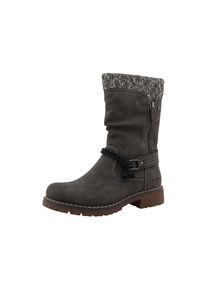 Stiefel Tom Tailor, Damen, Gr. 38, Normalschaft, grau (dunkelgrau), Lederimitat, Textil, Schuhe Stiefel, Blockabsatz, Kurzstiefel in Bequemweite G (= weit)