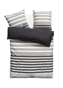 Bettw&auml;sche OTTO HOME "Majoran", grau (anthrazit), B/L: 135cm x 200cm, 1 Stk., 1 Stk., Biber, B/L: 80cm x 80cm, 2, Biber, Obermaterial: 100% Baumwolle, Bettw&auml;sche, Bettw&auml;sche, gestreifte Bettw&auml;sche in 4 Qualit&auml;ten, Marke H.I.S by OTTO home