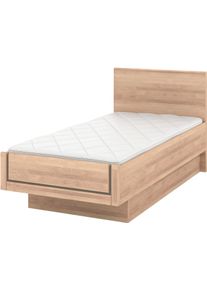Holzbett Musterring "Sorrent, Bettgestell, Bettrahmen, teilmassiv Eiche", braun (wei&szlig;, neutral), B:90cm L:190cm, Betten, Holzbett, Eiche teilmassiv, Liegeh&ouml;henverstellung, Stollenfu&szlig;teil