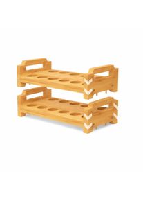 Porte-&oelig;ufs en bambou &agrave; 2 niveaux, rangement &agrave; &oelig;ufs pour cuisine et r&eacute;frig&eacute;rateur, marron clair Divit DPLC2