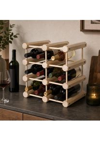 Casier &agrave; vin bois Divit WR3 porte-bouteilles range-bouteilles pour 16 bouteilles extensible 4 niveaux DPLC2