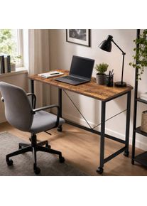 Bureau Divit ST18 Bureau Informatique Bois Bambou M&eacute;tal Table de Bureau Rectangulaire T&eacute;l&eacute;travail DPLC2