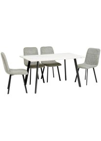 Livetastic Tischgruppe, Wei&szlig;, Hellgrau, Metall, Textil, Holzwerkstoff, eckig, 140x46x75 cm, Esszimmer, B&auml;nke, Tischgruppen & Eckbankgruppen