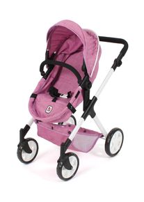 Bayer Chic 2000 Kombi-Puppenwagen CHIC2000 "Mila", jeans pink, Puppenwagen, KinderB:40cm H:67cm T:68cm, Kunststoff, Polyester, Stahl, Kombi-Puppenwagen, mit schwenkbaren Vorderr&auml;dern, B:40cm H:67cm T:68cm