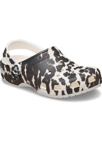 Clog Crocs "Classic Pop Animal Clog", Damen, Gr. 42, schwarz-wei&szlig; (chalk, multi), Croslite&trade;, Schuhe Clog, Schlupfschuh, Hausschuh mit Animal-Print