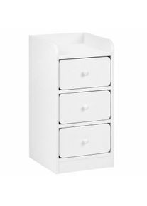 Table de chevet &eacute;troite Divit NT9 table d'appoint commode 3 tiroirs bois blanc DPLC1