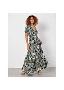Apricot Druckkleid &raquo;Gemustertes Maxikleid&laquo; mit Smokband und Volant gr&uuml;n, Gr&ouml;&szlig;e XL (42)