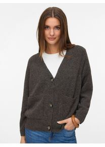 V&eacute;ro Moda Strickjacke VERO MODA "VMBOOM LS V-NECK BUTTON CARDIGAN GA NOOS", Damen, Gr. M, braun (chocolate torte detail:melange), Strick, Obermaterial: 85% Polyester, 7% Polyacryl, 5% Wolle, 3% Elasthan, meliert, loose fit h&uuml;ftlang, V-Ausschnitt, Strickjacken Strickjacke, Materialmix, loose fit