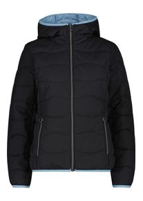 Steppjacke CMP "WOMAN JACKET FIX HOOD", Damen, Gr. 46, schwarz (antracite), Obermaterial: 100% Polyester. Futter: 100% Polyester. Wattierung: 100% Polyester, Jacken Steppjacke, mit Kapuze, sportlicher Stil, aus Polyester