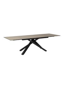 Amatio Pro Gartentisch, Taupe, Anthrazit, Metall, Glas, Keramik, rechteckig, eckig, 98x76x180-280 cm, ausziehbar, Gartenm&ouml;bel, Gartentische, Gartentische ausziehbar