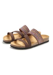 Lascana Pantolette &raquo;Mule, Sandale, offener Schuh, Sommerschuh,&laquo; mit Komfortkorkfu&szlig;bett aus Leder und elastischen Riemen braun, Gr&ouml;&szlig;e 40