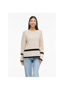 Vila Rundhalspullover &raquo;VIRIL O-NECK OVERSIZE L/S KNIT TOP- NOOS&laquo; Materialmix, oversize beige, Gr&ouml;&szlig;e L