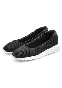 Lascana Ballerina &raquo;Freizeitschuh, Slipper, Halbschuh, Slip-On-Sneaker,&laquo; zum Reinschl&uuml;pfen, leichte Mesh-Optik VEGAN schwarz, Gr&ouml;&szlig;e 37