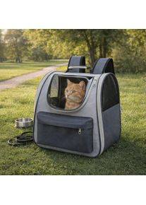 Sac &agrave; dos pour chat avec fen&ecirc;tre transparente et ventilation gris Divit DPLC1