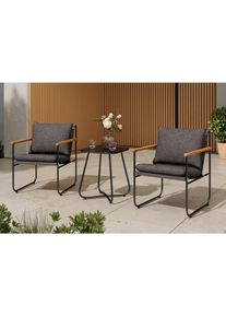Ambia Garden Balkonset, Anthrazit, Schwarz, Textil, 3-teilig, F&uuml;llung: Polyester,Schaumstoff, U-Form, 56x78x70 cm, Gartenm&ouml;bel, Balkonm&ouml;bel, Balkonm&ouml;bel-Sets