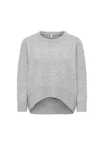 Only Rundhalspullover &raquo;ONLALIVIA LS HIGH-LOW O-NECK NOOS KNT&laquo; Materialmix, regular fit grau, Gr&ouml;&szlig;e M