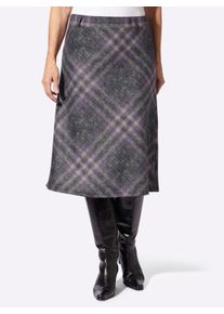 Damen Karorock in Flanell-Optik in lila-schwarz-kariert ,Gr&ouml;&szlig;e 52, WITT, 93% Polyester, 7% Viskose