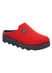 Pantoffel Rohde "Foggia-D", Damen, Gr. 42, rot (rot, meliert), Filz, Schuhe Pantoffel, Hausschuh, Clog, zweifarbiger Homeslipper mit Profilsohle