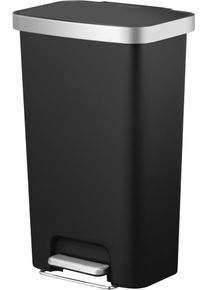 M&uuml;lleimer Fackelmann "SEATTLE, Pedal-Abfalleimer 45L", schwarz (schwarz matt), B:41cm H:65cm T:30cm, Kunststoff, M&uuml;lleimer, M&uuml;lleimer, stilvoller M&uuml;lleimer mit Soft-Close System & robustem Pedal