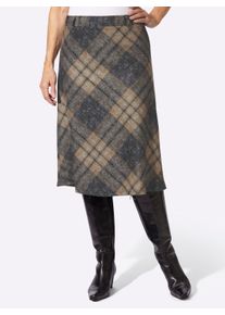 Damen Karorock in Flanell-Optik in camel-schwarz-kariert ,Gr&ouml;&szlig;e 44, WITT, 93% Polyester, 7% Viskose