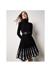 Apricot Strickkleid &raquo;Midikleid&laquo; mit Spitzenvolant schwarz, Gr&ouml;&szlig;e XL (42)